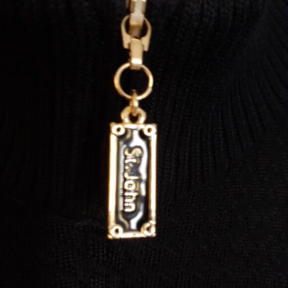 St. John Sport Oversized Full Zip Mock Neck 3/4 Sleeve Sweater Black Size S - Picture 5 of 14